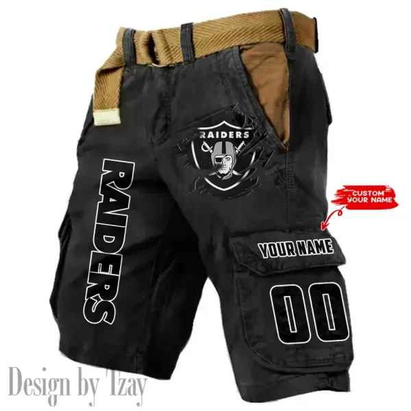 Las Vegas Raiders Pocket Print Cargo Shorts (Belt Not Included) trending 2025 S9MCS319 - Image 6