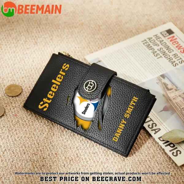 Pittsburgh Steelers Leather Wallets RFID Blocking Slim Bifold Purse Card Holder with Zipper Pocket SPTLWBSCSZP006 - Image 6