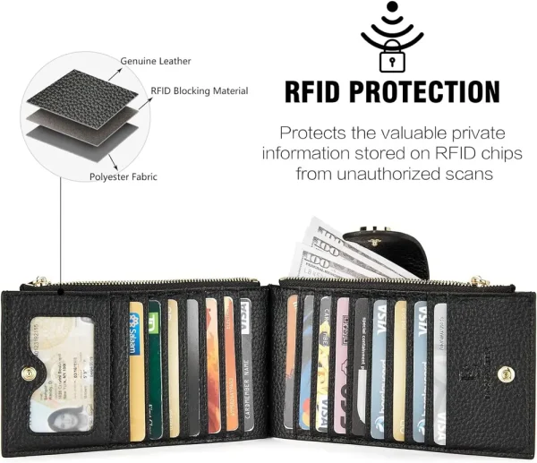 New York Jets Leather Wallets RFID Blocking Slim Bifold Purse Card Holder with Zipper Pocket SPTLWBSCSZP008 - Image 10
