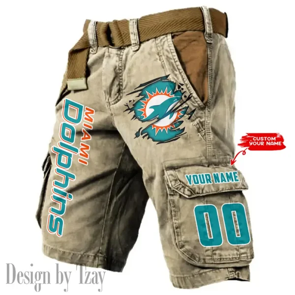 Miami Dolphins Pocket Print Cargo Shorts (Belt Not Included) trending 2025 S9MCS322 - Image 5