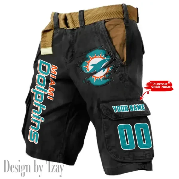 Miami Dolphins Pocket Print Cargo Shorts (Belt Not Included) trending 2025 S9MCS322 - Image 6