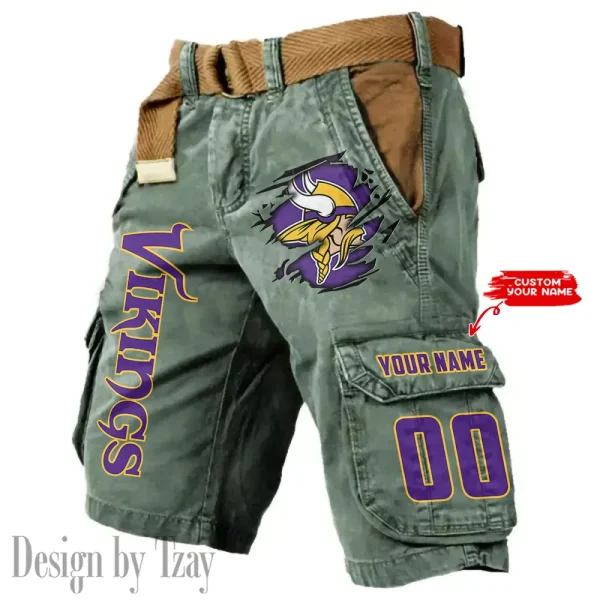 Minnesota Vikings Pocket Print Cargo Shorts (Belt Not Included) trending 2025 S9MCS323 - Image 2