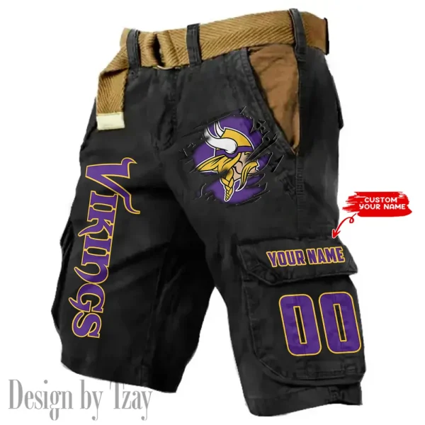Minnesota Vikings Pocket Print Cargo Shorts (Belt Not Included) trending 2025 S9MCS323 - Image 6