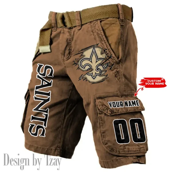 New Orleans Saints Pocket Print Cargo Shorts (Belt Not Included) trending 2025 S9MCS325 - Image 4