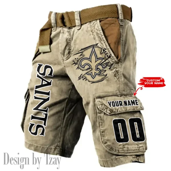 New Orleans Saints Pocket Print Cargo Shorts (Belt Not Included) trending 2025 S9MCS325 - Image 5
