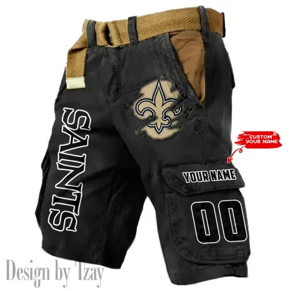 New Orleans Saints Pocket Print Cargo Shorts (Belt Not Included) trending 2025 S9MCS325 - Image 6