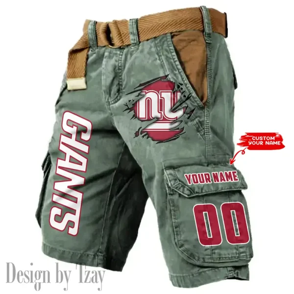 New York Giants Pocket Print Cargo Shorts (Belt Not Included) trending 2025 S9MCS326 - Image 2