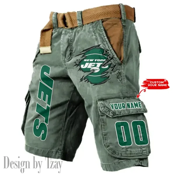 New York Jets Pocket Print Cargo Shorts (Belt Not Included) trending 2025 S9MCS327 - Image 2