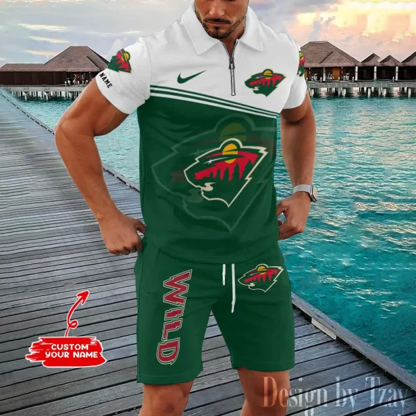 Minnesota Wild NHL New2025 Quarter Zip Polo and Short AZPLZ558