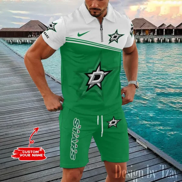 Dallas Stars NHL New2025 Quarter Zip Polo and Short AZPLZ553