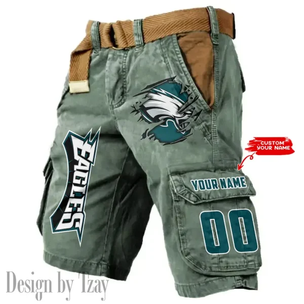 Philadelphia Eagles Pocket Print Cargo Shorts (Belt Not Included) trending 2025 S9MCS328 - Image 2
