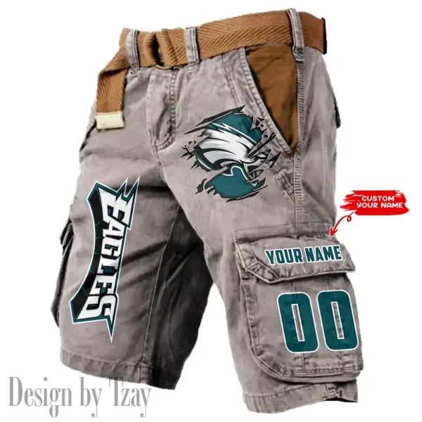 Philadelphia Eagles Pocket Print Cargo Shorts (Belt Not Included) trending 2025 S9MCS328 - Image 3