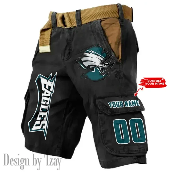 Philadelphia Eagles Pocket Print Cargo Shorts (Belt Not Included) trending 2025 S9MCS328 - Image 6