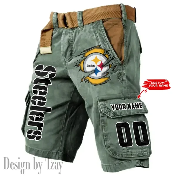 Pittsburgh Steelers Pocket Print Cargo Shorts (Belt Not Included) trending 2025 S9MCS329 - Image 2