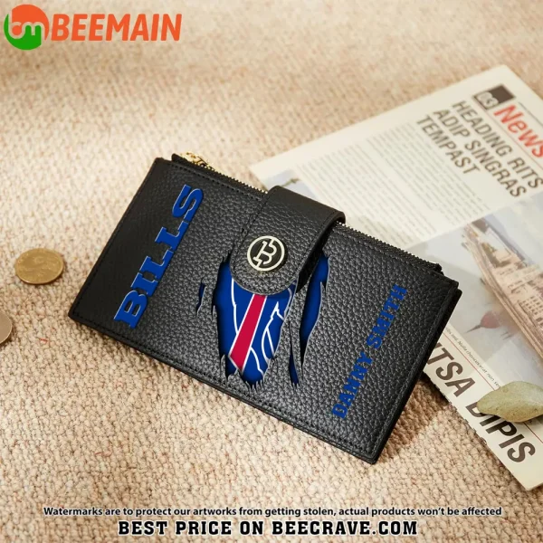 Buffalo Bills Leather Wallets RFID Blocking Slim Bifold Purse Card Holder with Zipper Pocket SPTLWBSCSZP029 - Image 5