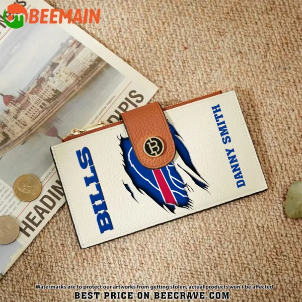 Buffalo Bills Leather Wallets RFID Blocking Slim Bifold Purse Card Holder with Zipper Pocket SPTLWBSCSZP029 - Image 6