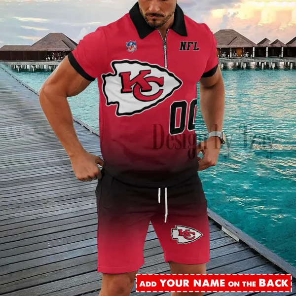 Kansas City Chiefs NFL New2025 Quarter Zip Polo and Short AZPLZ592