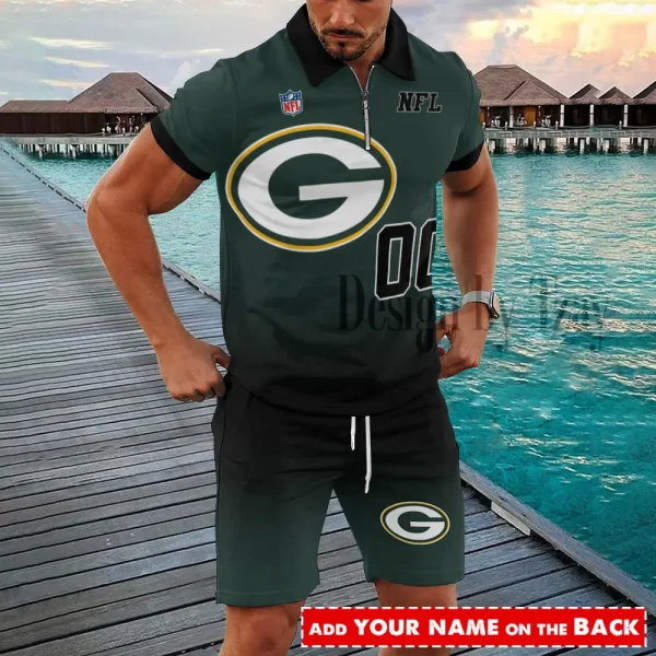 Green Bay Packers NFL New2025 Quarter Zip Polo and Short AZPLZ596