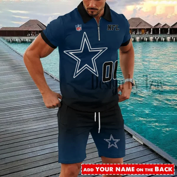 Dallas Cowboys NFL New2025 Quarter Zip Polo and Short AZPLZ600