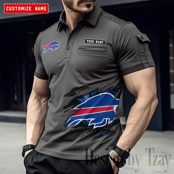 Buffalo Bills NFL Men's Muscle Sports Polo Shirt SPTMSPLS004