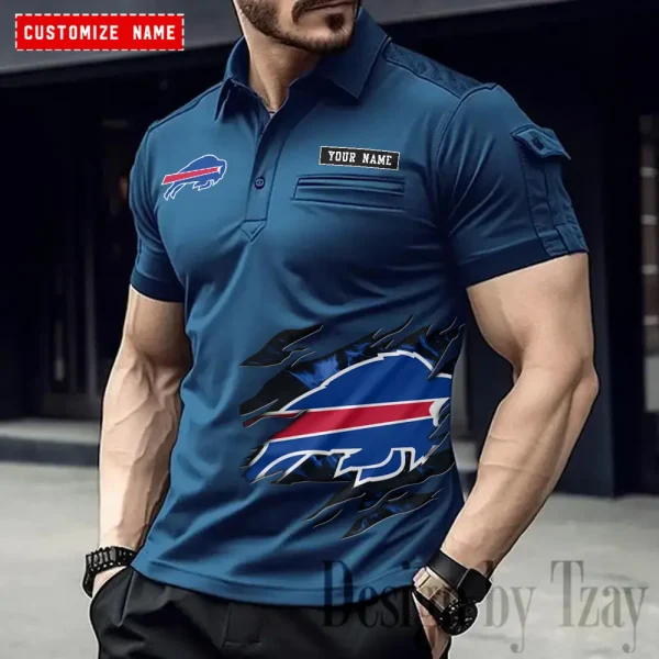 Buffalo Bills NFL Men's Muscle Sports Polo Shirt SPTMSPLS004 - Image 3