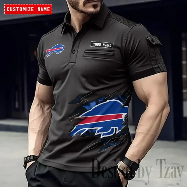 Buffalo Bills NFL Men's Muscle Sports Polo Shirt SPTMSPLS004 - Image 4