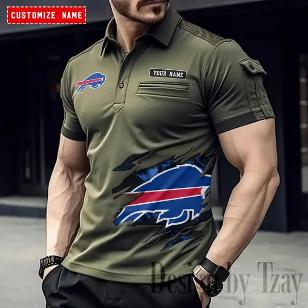 Buffalo Bills NFL Men's Muscle Sports Polo Shirt SPTMSPLS004 - Image 5