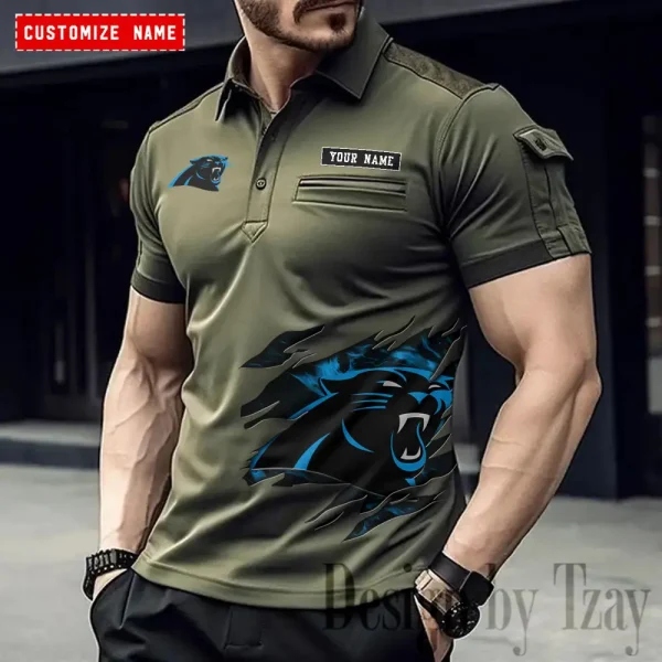Carolina Panthers NFL Men's Muscle Sports Polo Shirt SPTMSPLS005