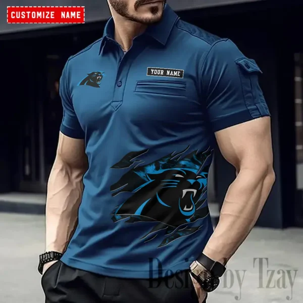 Carolina Panthers NFL Men's Muscle Sports Polo Shirt SPTMSPLS005 - Image 2
