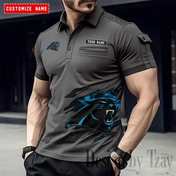 Carolina Panthers NFL Men's Muscle Sports Polo Shirt SPTMSPLS005 - Image 3