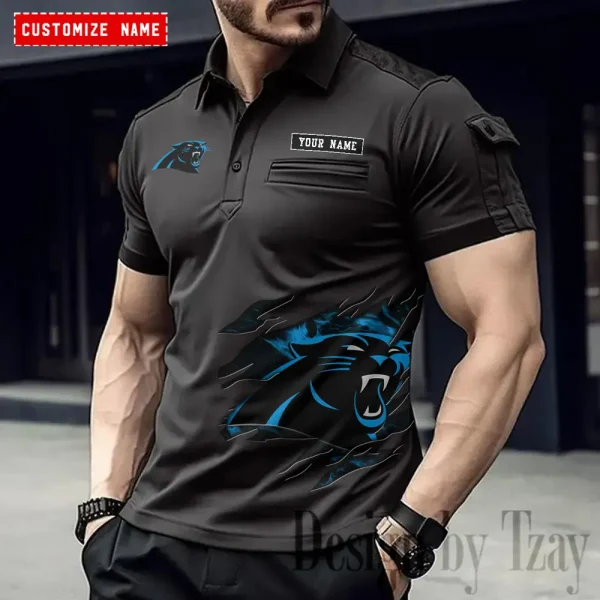 Carolina Panthers NFL Men's Muscle Sports Polo Shirt SPTMSPLS005 - Image 4