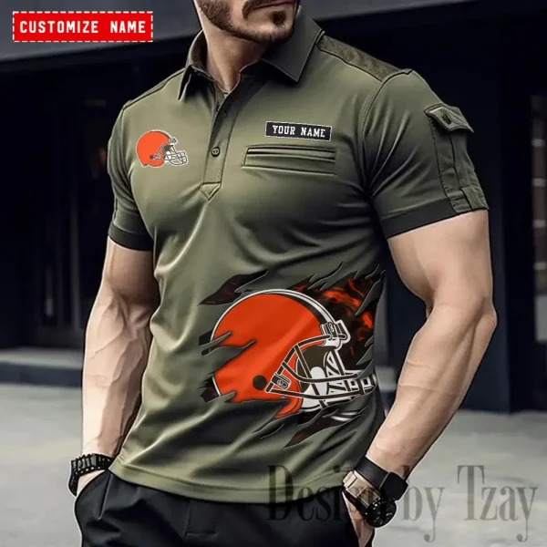 Cleveland Browns NFL Men's Muscle Sports Polo Shirt SPTMSPLS008 - Image 3
