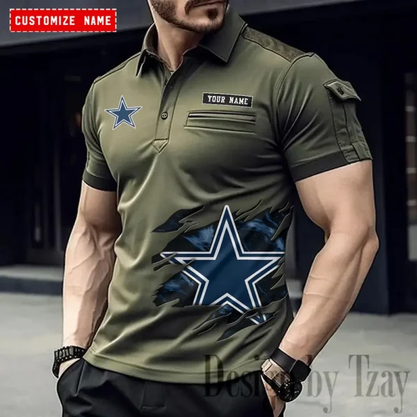 Dallas Cowboys NFL Men's Muscle Sports Polo Shirt SPTMSPLS009 - Image 2
