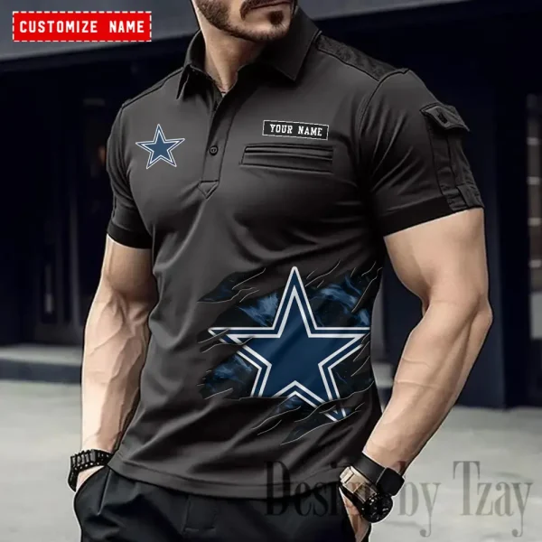 Dallas Cowboys NFL Men's Muscle Sports Polo Shirt SPTMSPLS009 - Image 5