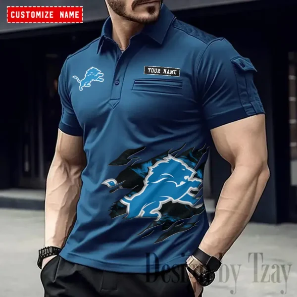 Detroit Lions NFL Men's Muscle Sports Polo Shirt SPTMSPLS011
