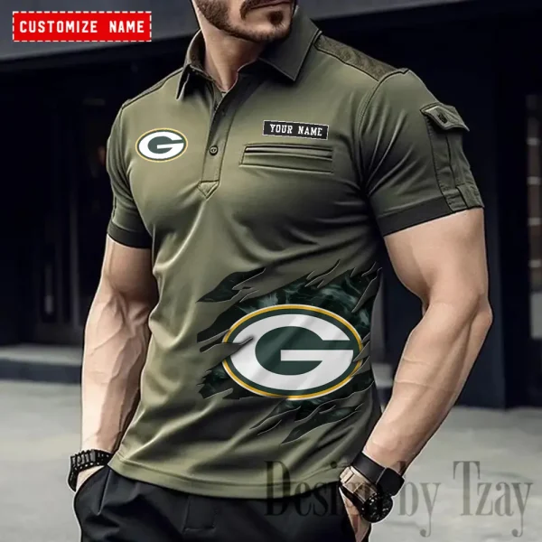 Green Bay Packers NFL Men's Muscle Sports Polo Shirt SPTMSPLS012