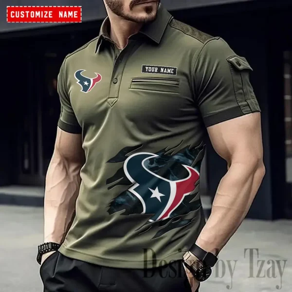 Houston Texans NFL Men's Muscle Sports Polo Shirt SPTMSPLS013 - Image 2