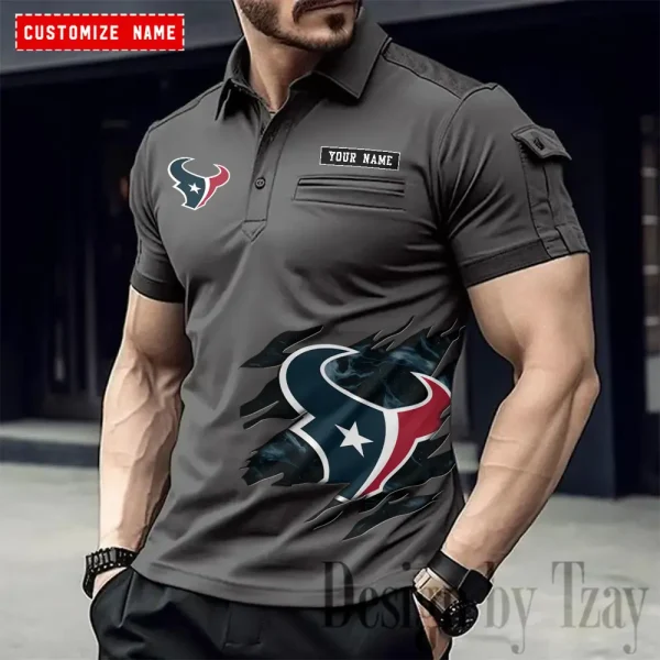 Houston Texans NFL Men's Muscle Sports Polo Shirt SPTMSPLS013 - Image 5