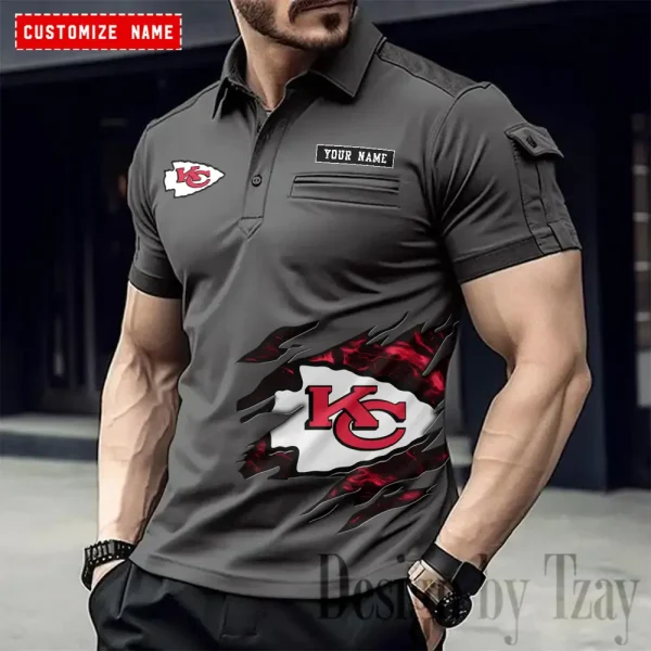 Kansas City Chiefs NFL Men's Muscle Sports Polo Shirt SPTMSPLS016