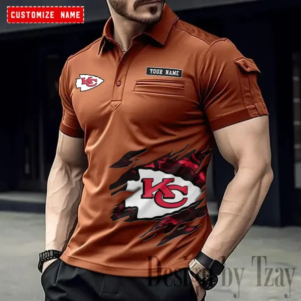 Kansas City Chiefs NFL Men's Muscle Sports Polo Shirt SPTMSPLS016 - Image 2