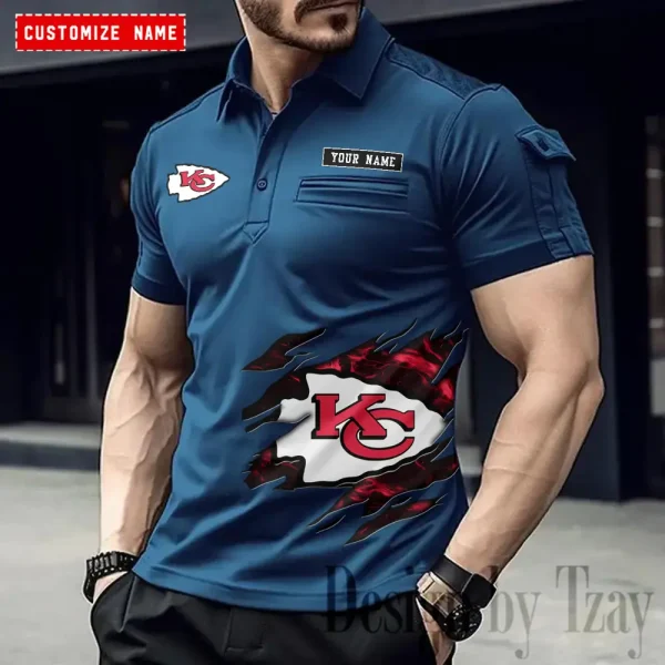 Kansas City Chiefs NFL Men's Muscle Sports Polo Shirt SPTMSPLS016 - Image 3