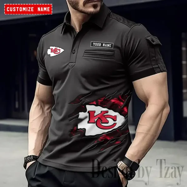 Kansas City Chiefs NFL Men's Muscle Sports Polo Shirt SPTMSPLS016 - Image 4