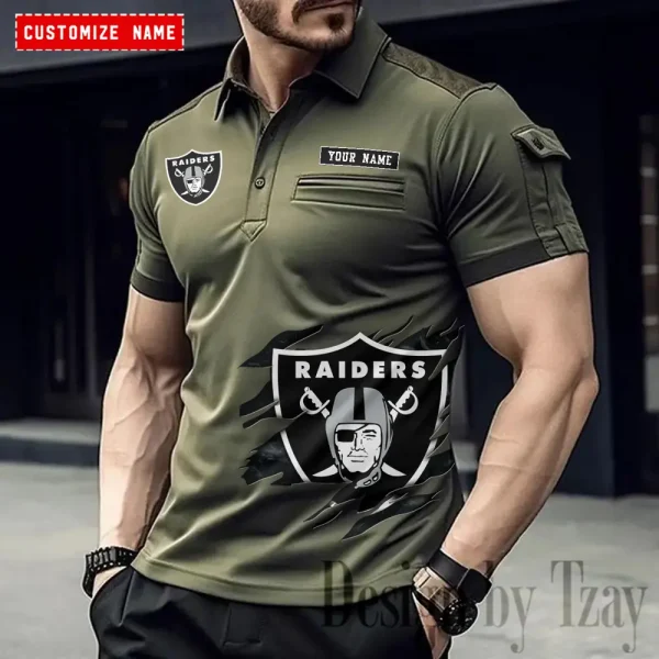 Las Vegas Raiders NFL Men's Muscle Sports Polo Shirt SPTMSPLS017 - Image 2
