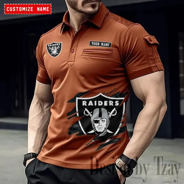 Las Vegas Raiders NFL Men's Muscle Sports Polo Shirt SPTMSPLS017 - Image 4