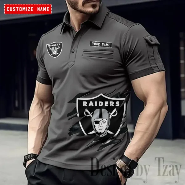 Las Vegas Raiders NFL Men's Muscle Sports Polo Shirt SPTMSPLS017 - Image 5