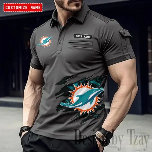 Miami Dolphins NFL Men's Muscle Sports Polo Shirt SPTMSPLS020