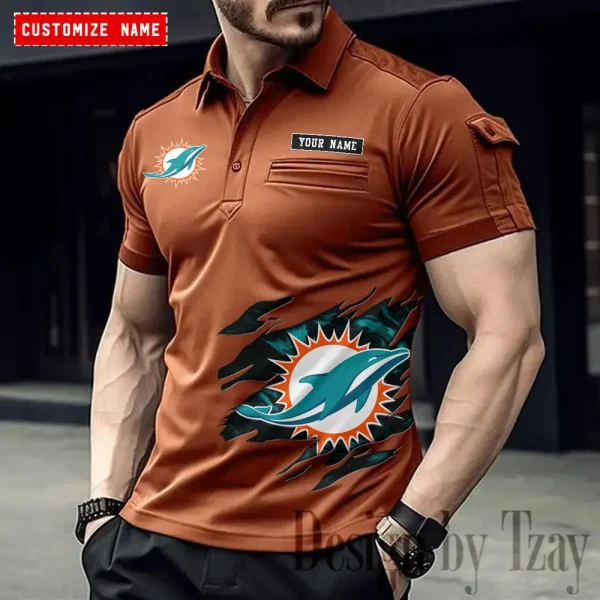 Miami Dolphins NFL Men's Muscle Sports Polo Shirt SPTMSPLS020 - Image 2