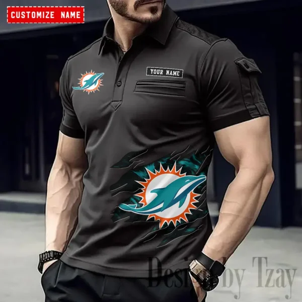 Miami Dolphins NFL Men's Muscle Sports Polo Shirt SPTMSPLS020 - Image 4