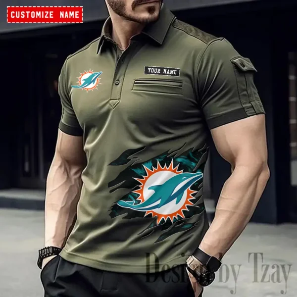 Miami Dolphins NFL Men's Muscle Sports Polo Shirt SPTMSPLS020 - Image 5