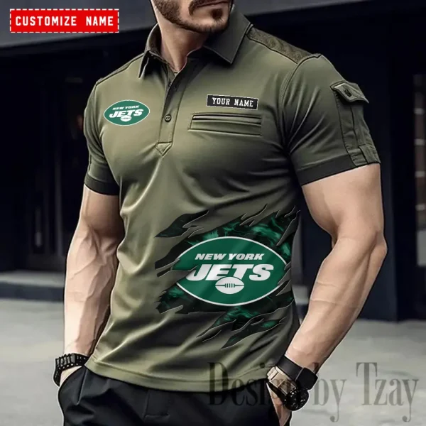 New York Jets NFL Men's Muscle Sports Polo Shirt SPTMSPLS025